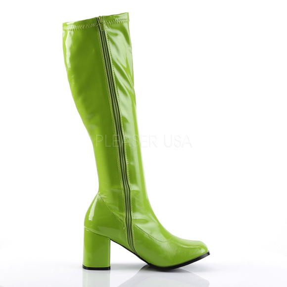 Patent Leather Heel Knee High Boots - Picture 3 of 5